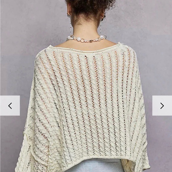 POL SKYLINE shimmer cableknit cropped sweater in ivory womens medium NEW - Picture 6 of 7